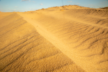 Sand waves in the desert. Sand texture. Kharkov, Ukraine. Ukrainian nature. Desert landscape.