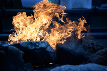 fire in blue background