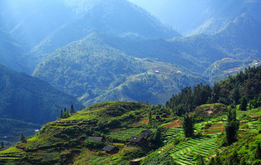 krajobraz górski w Wietnamie w okolicach miejscowości Sa Pa