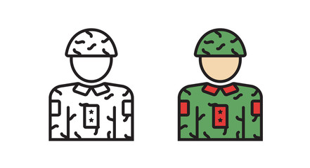 Avatar military. The symbol of Army soldier in a linear vector style.