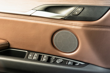 Window control buttons in modern luxury comfortable car