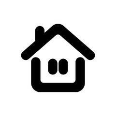 Vector simple icon of house. Shelter symbol. Outline, flat element, black isolated on white background