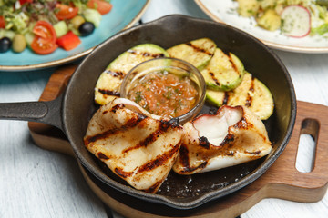 grilled squid with vegetables