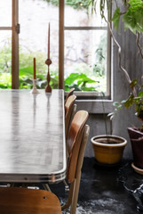 Dining room with big window