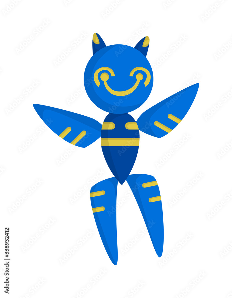 Aufkleber funny cartoon robot. cute retro robot. robotic for children. friendly android robot character with a