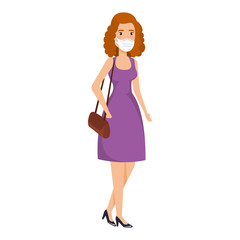 business woman with face mask isolated icon vector illustration design