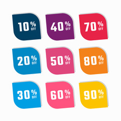 Discount badge with the various price sale tags. Sale of special offers. Set of labels for sale promotional marketing.