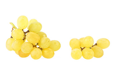 Ripe yellow grapes isolated on a white background