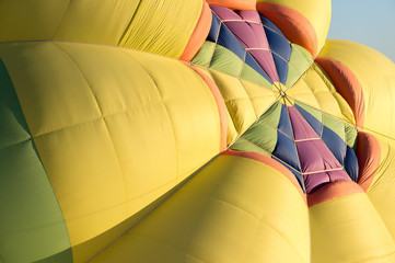 Fototapeta premium A hot air balloon fills with air in preparation for liftoff