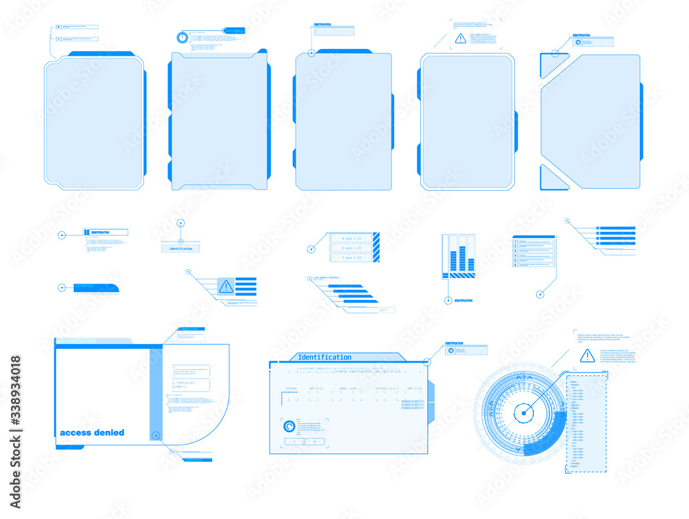  futuristic vector hud interface screen design. digital callouts titles. hud ui gui futuristic user i
