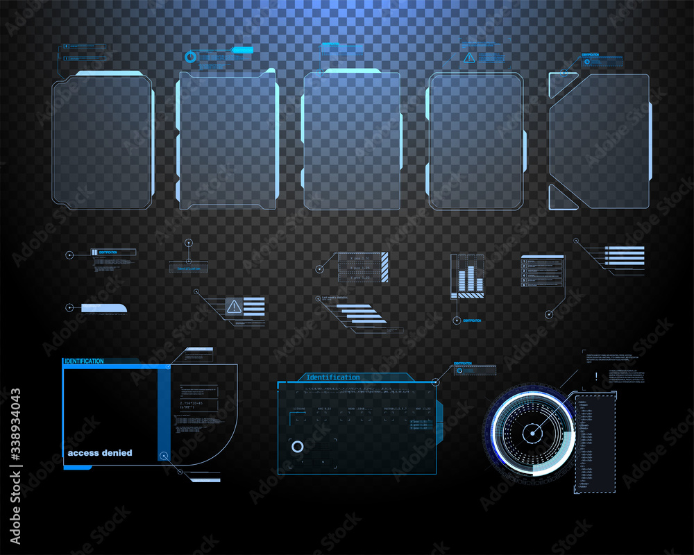 Fototapete futuristic vector hud interface screen design. digital callouts titles. hud ui gui futuristic user i