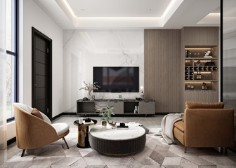 3d render of modern house living room