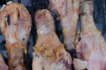 South African Braai Meat on the barbecue grill charcoal fire cooking

