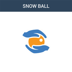 two colored Snow ball concept vector icon. 2 color Snow ball vector illustration. isolated blue and orange eps icon on white background.