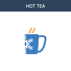Obraz premium two colored Hot tea concept vector icon. 2 color Hot tea vector illustration. isolated blue and orange eps icon on white background.