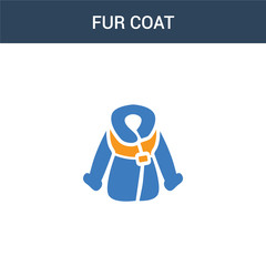 two colored Fur coat concept vector icon. 2 color Fur coat vector illustration. isolated blue and orange eps icon on white background.