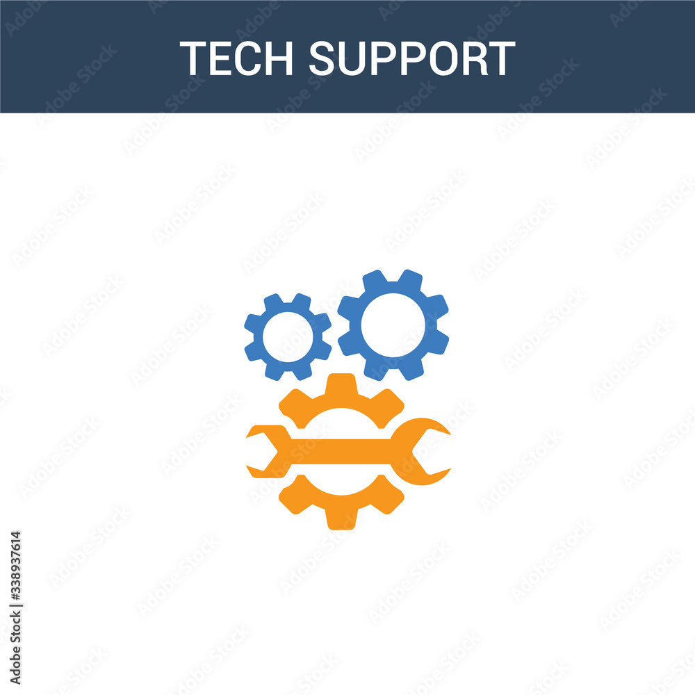 Poster two colored tech support concept vector icon. 2 color tech support vector illustration. isolated blu