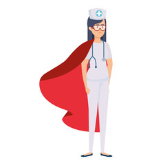 super nurse with hero cloak isolated icon vector illustration design