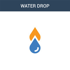 two colored Water drop concept vector icon. 2 color Water drop vector illustration. isolated blue and orange eps icon on white background.