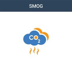 two colored Smog concept vector icon. 2 color Smog vector illustration. isolated blue and orange eps icon on white background.