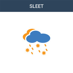 two colored Sleet concept vector icon. 2 color Sleet vector illustration. isolated blue and orange eps icon on white background.