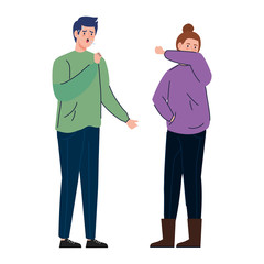 Fototapeta premium couple with cough sick of covid 19 vector illustration design