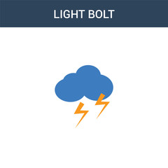 two colored Light bolt concept vector icon. 2 color Light bolt vector illustration. isolated blue and orange eps icon on white background.