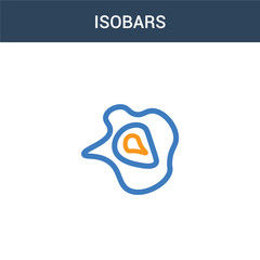 two colored Isobars concept vector icon. 2 color Isobars vector illustration. isolated blue and orange eps icon on white background. - obrazy, fototapety, plakaty
