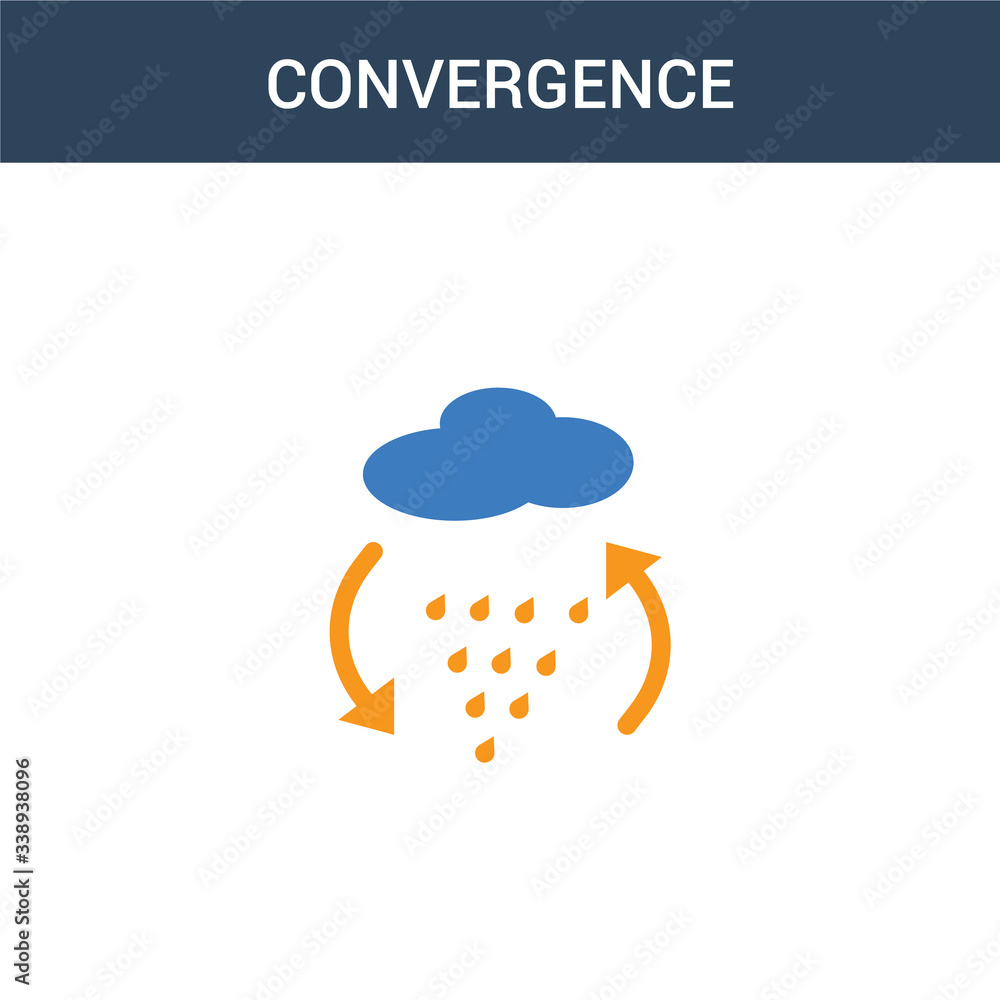 Poster two colored convergence concept vector icon. 2 color convergence vector illustration. isolated blue 