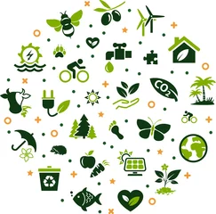 Foto op Canvas Sustainability / environmental protection vector illustration. Concept with icon related to renewable energy, ecology, green business, resource saving and sustainable development. © j-mel