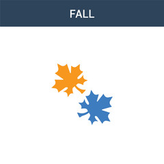 two colored fall concept vector icon. 2 color fall vector illustration. isolated blue and orange eps icon on white background.