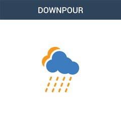 two colored Downpour concept vector icon. 2 color Downpour vector illustration. isolated blue and orange eps icon on white background.
