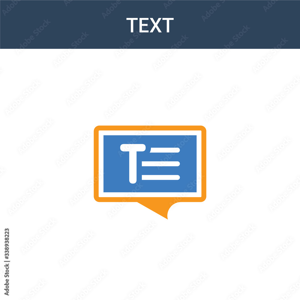 Poster two colored text concept vector icon. 2 color text vector illustration. isolated blue and orange eps