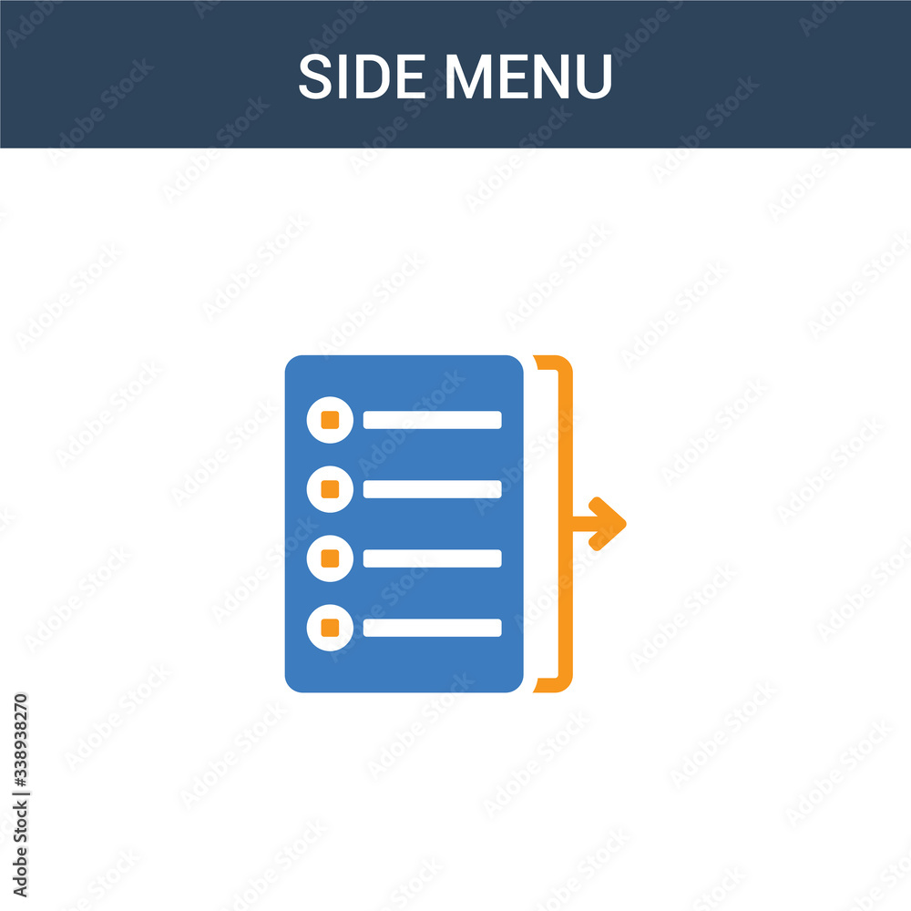 Poster two colored side menu concept vector icon. 2 color side menu vector illustration. isolated blue and 