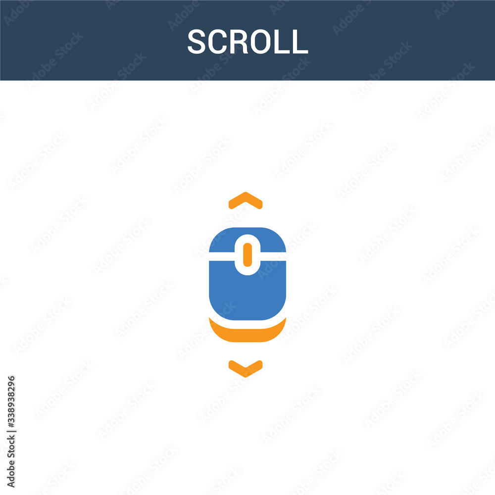 Poster two colored scroll concept vector icon. 2 color scroll vector illustration. isolated blue and orange