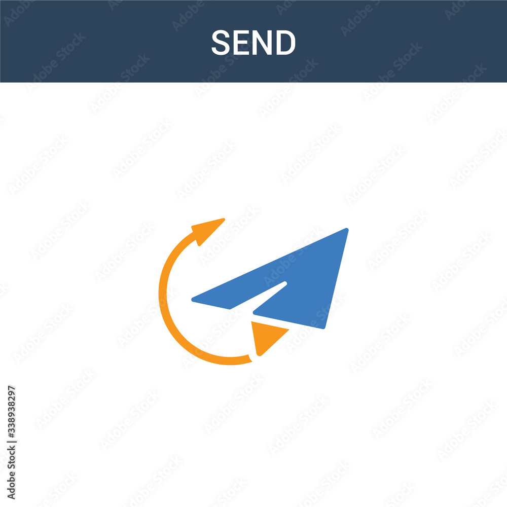 Poster two colored send concept vector icon. 2 color send vector illustration. isolated blue and orange eps