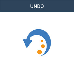 two colored Undo concept vector icon. 2 color Undo vector illustration. isolated blue and orange eps icon on white background.