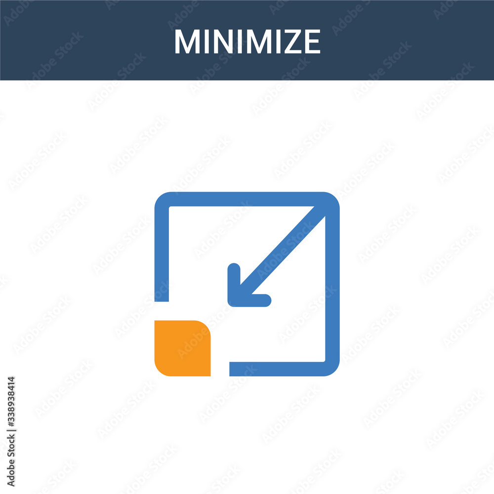 Poster two colored minimize concept vector icon. 2 color minimize vector illustration. isolated blue and or