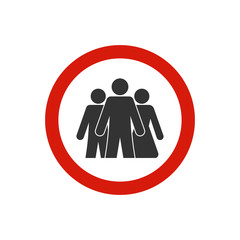 no crowd sign. Ban symbol icon vector