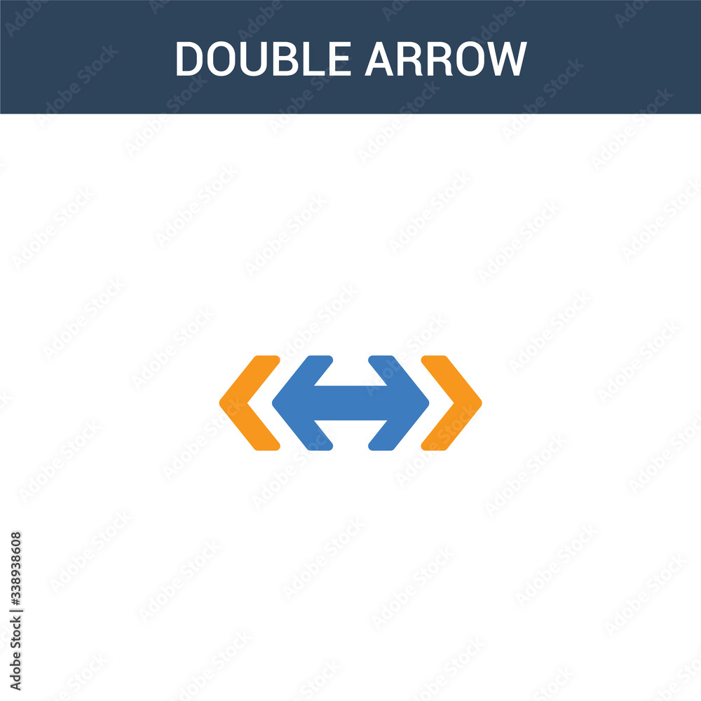 Poster two colored double arrow concept vector icon. 2 color double arrow vector illustration. isolated blu