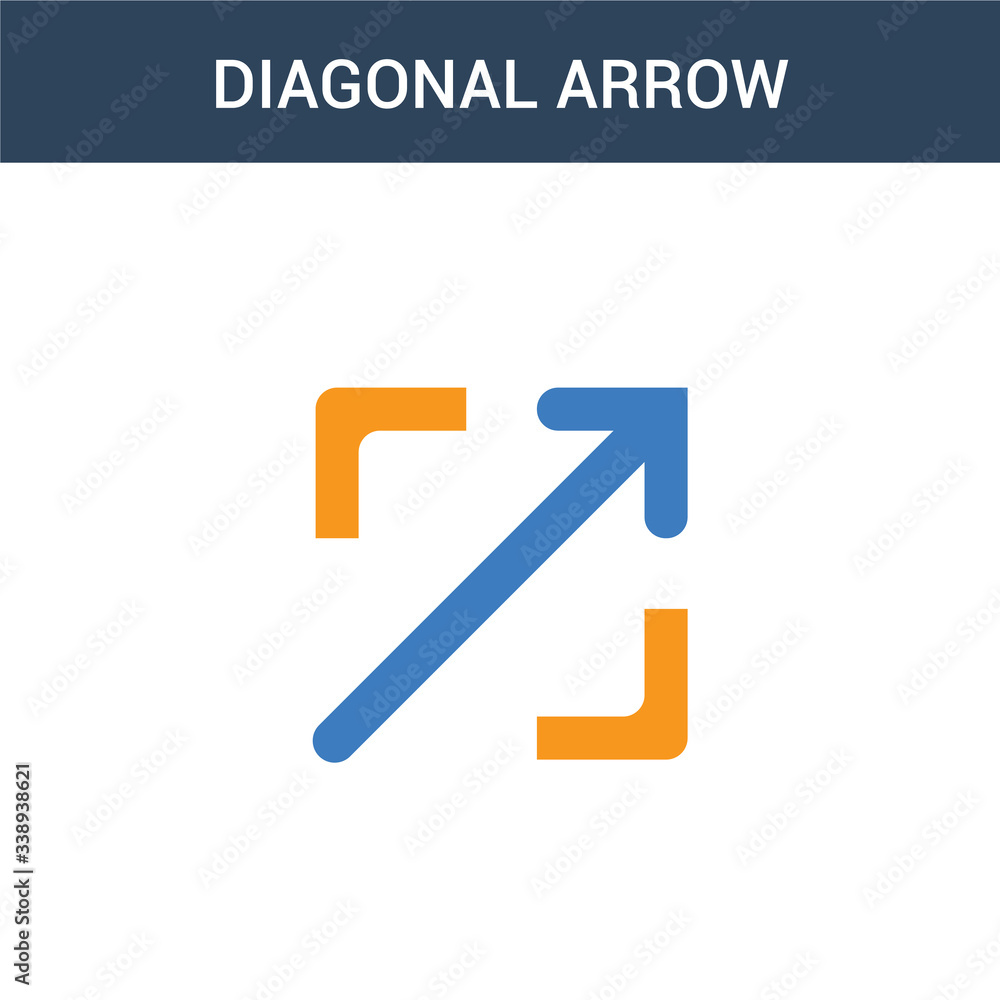 Poster two colored diagonal arrow concept vector icon. 2 color diagonal arrow vector illustration. isolated