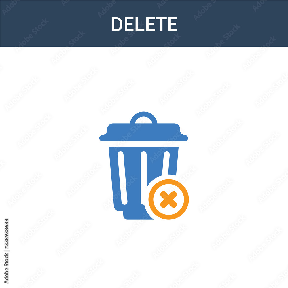 Aufkleber two colored delete concept vector icon. 2 color delete vector illustration. isolated blue and orange