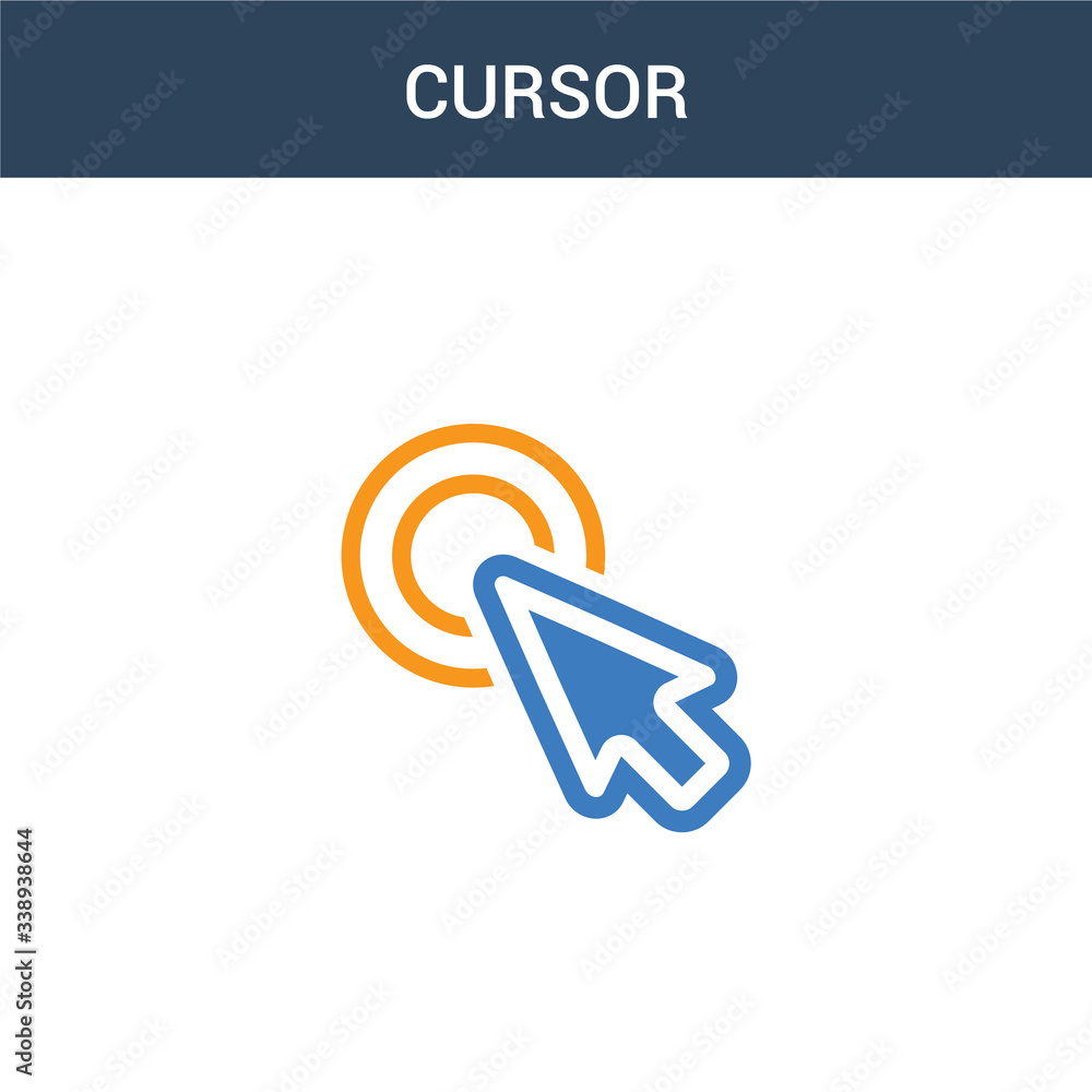 Poster two colored cursor concept vector icon. 2 color cursor vector illustration. isolated blue and orange