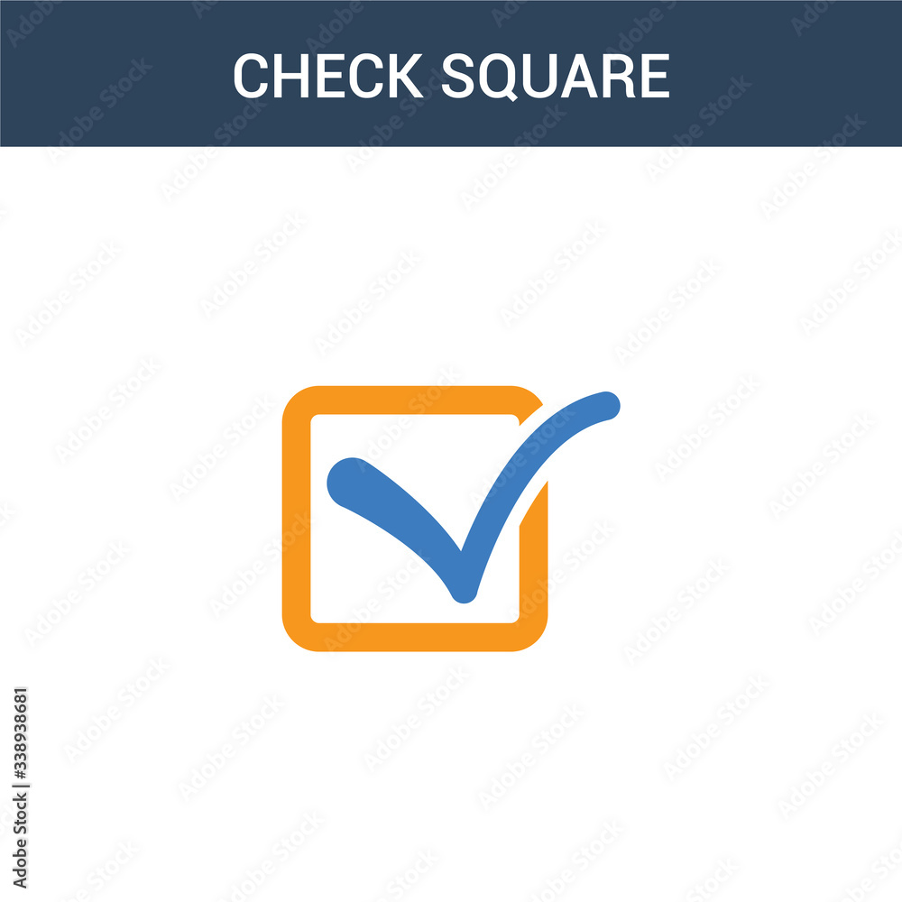 Poster two colored check square concept vector icon. 2 color check square vector illustration. isolated blu
