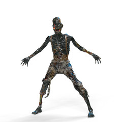 zombie is standing up on white background