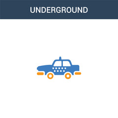 two colored Underground concept vector icon. 2 color Underground vector illustration. isolated blue and orange eps icon on white background.