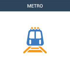 two colored Metro concept vector icon. 2 color Metro vector illustration. isolated blue and orange eps icon on white background.