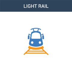 Naklejka premium two colored light rail concept vector icon. 2 color light rail vector illustration. isolated blue and orange eps icon on white background.
