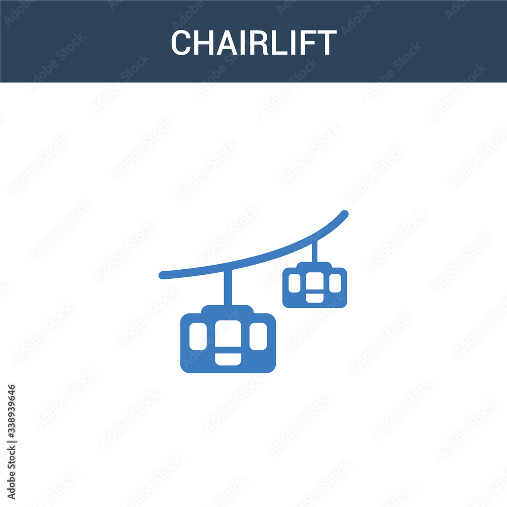 Wall mural two colored chairlift concept vector icon. 2 color chairlift vector illustration. isolated blue and 