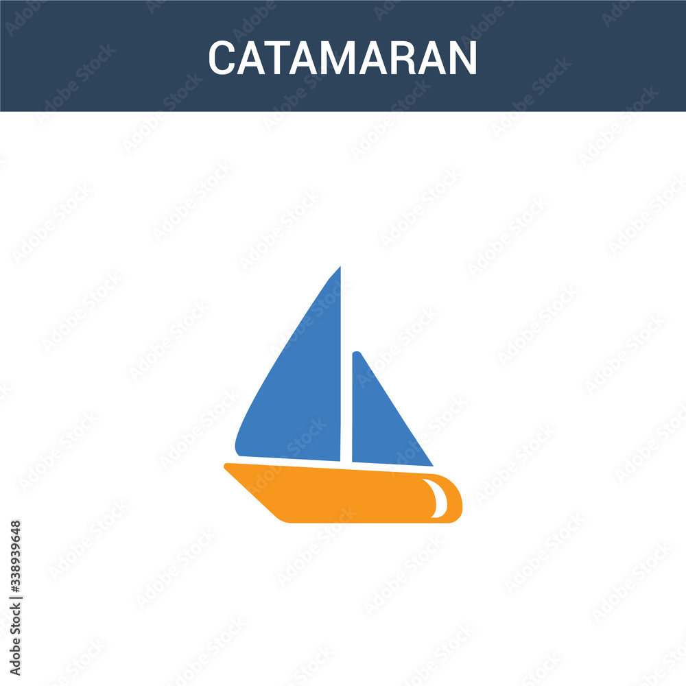 Poster two colored catamaran concept vector icon. 2 color catamaran vector illustration. isolated blue and 
